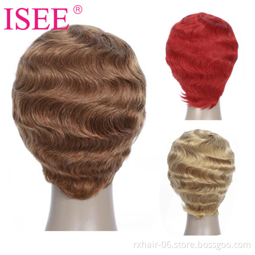ISEE Cuticles Aligned Short Pixie Cut Wig Lace Front Closure Human Hair Curly Pixie Cut Wigs For Black Women With Baby Hair